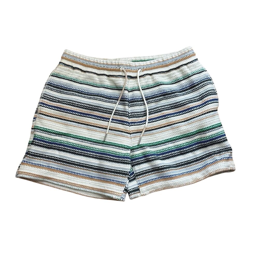 KITH Woven Stripe Curtis Short Current Multi Colorway Men's XL KHM060338-412